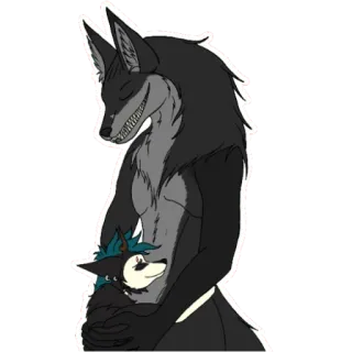 ☺️ furry, anthro, wolf, animal, cartoon, hug telegram sticker