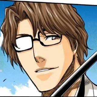 🧬 Sosuke Aizen Bleach 애니메이션, 만화, 안경, 검, 악당 telegram sticker