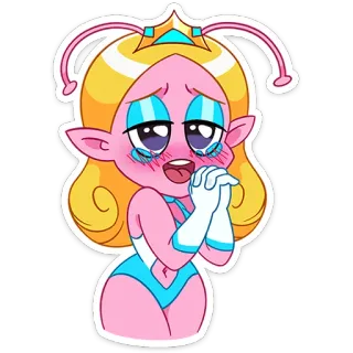 ☺️ Dibujos animados, Princesa, Extraterrestre, Rosa, Lindo, Suplicante telegram sticker