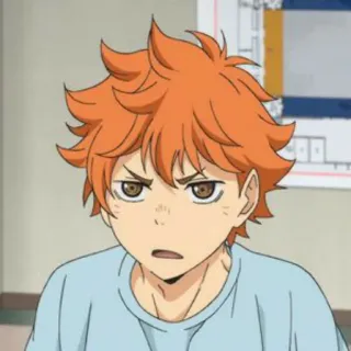 😠 Hinata Shoyo Haikyuu!! Аниме, Haikyuu, Хината Шоё, Персонаж, Мультфильм, Мальчик, Рыжие волосы telegram sticker