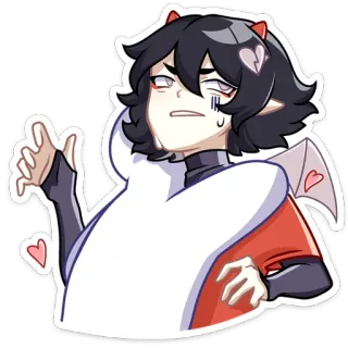 😐 autocollant, anime, dessin animé, personnage, emo, ailes, elfe telegram sticker