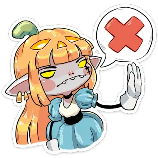 🥵 Kürbis, Mädchen, Abbrechen, Kreuz, Cartoon telegram sticker