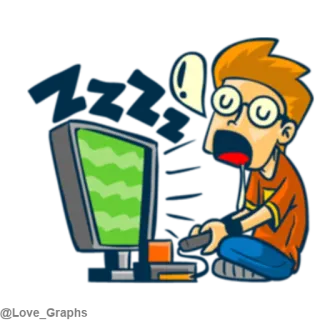 😴 cartoon, gamer, computer, surprise, shock telegram sticker