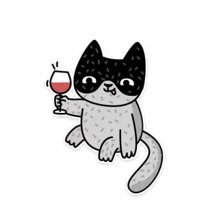 🍷 고양이, 와인, 유리, 동물, 귀여운, 만화 telegram sticker