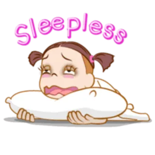 😴 Sleepless insomnio, cansado/a, dibujo, agotado/a, insomnio, chica whatsapp sticker