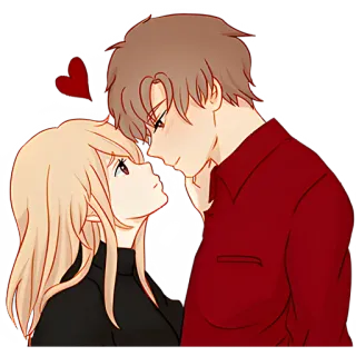 😘 Аниме пара, Романтика, Любовь, Мультфильм, Поцелуй, Привязанность, Отношения telegram sticker