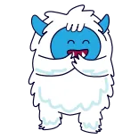 😂 Yeti, Monster, Cartoon, Niedlich, Blau, Weiß, Winter, Schnee telegram sticker