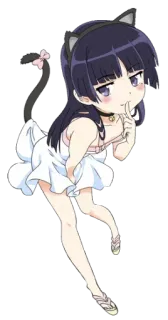 😜 Anime, Chibi, Telinga kucing, Gadis, Lucu, Gaun telegram sticker