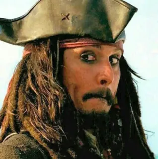 👀 Captain Jack Sparrow Pirates of the Caribbean pirata, Johnny Depp, capitano, Jack Sparrow, avventura, film telegram sticker