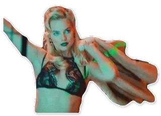 👿 Margot Robbie, soutien-gorge, cheveux blonds, femme, sexy whatsapp sticker