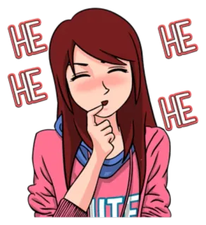 😆 HE HE Cartone animato, Ragazza, Carina, Anime, Risata, Hehe whatsapp sticker