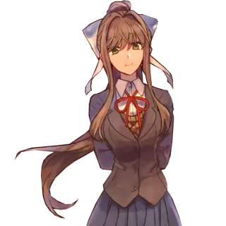 😊 Monika Doki Doki Literature Club! anime, video game, monika, doki doki literature club, kawaii, school uniform telegram sticker