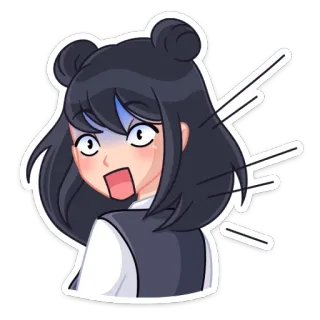 😱 fille anime, choqué, surpris, dessin animé, expression, autocollant telegram sticker