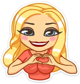❤️ Cartoon, Frau, Blond, Herz, Liebe, Mädchen, Lächeln, Süss telegram sticker