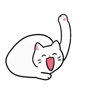 💬 gato, animal, lindo, dibujos animados, kawaii, feliz, blanco, pegatina whatsapp sticker