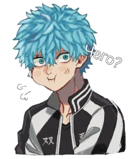 🤔 Чeгo? anime, manga, personaggio, capelli blu, adesivo whatsapp sticker