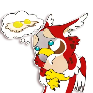 🍳 coruja, pássaro, fofo, pensando, ovos, desenho animado whatsapp sticker