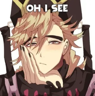 🖤 OH I SEE а, вот оно что, аниме, реакция, мем, мультфильм, выражение telegram sticker