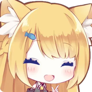 ☺️ Anime, Carino, Kawaii, Chibi, Capelli Gialli, Orecchie da Gatto, Cartone animato telegram sticker