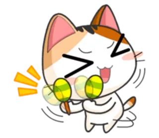 😆 chat, maracas, mignon, animal, dessin animé, emoji, sticker whatsapp sticker