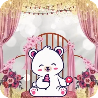 🌷 bear, cartoon, cute, kawaii, pink, animal, sticker telegram sticker