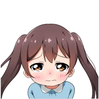 😢 animé, fille, pleure, triste, dessin animé, émotionnel telegram sticker