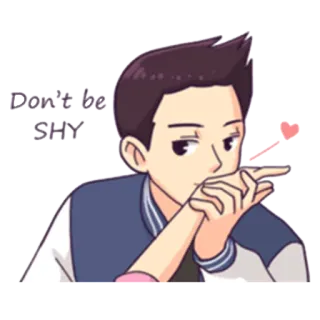 ☺️ Don't be SHY timido, carino, cuore, cartone animato, romantico telegram sticker