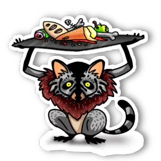 😳 lemure, animale, cibo, cartone animato, carino, illustrazione, adesivo telegram sticker