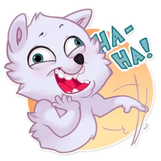 😂 HA-HA! kreskówka, śmiejący się, szczęśliwy, zwierzę, pies, biały, słodki telegram sticker
