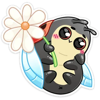 🌻 kepik, bunga, imut, kartun, serangga, stiker whatsapp sticker