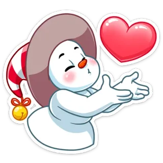😘 muñeco de nieve, corazón, invierno, lindo, dibujos animados, pegatina whatsapp sticker