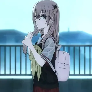 😒 Anime Mädchen, Schuluniform, Rucksack, Anime, Manga telegram sticker