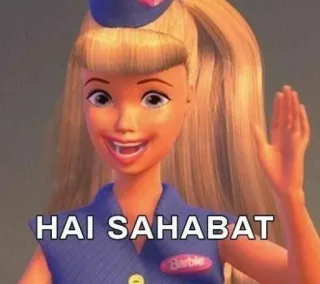 🧘‍♂ Barbie HAI SAHABAT muñeca, saludo, dibujo animado, juguete, hola, bienvenido telegram sticker