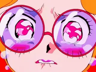 😭 animé, pleurer, triste, lunettes, émotionnel telegram sticker