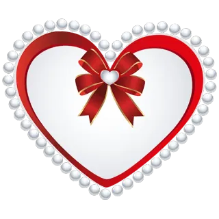❤ сердце, любовь, красный, жемчуг, бант, романтика, день святого валентина telegram sticker