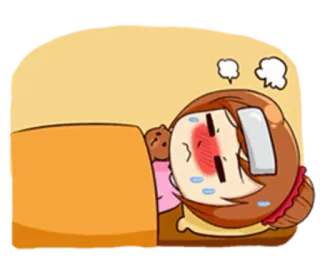 😶 doente, mau, desenho animado, febre, dor de cabeça, constipação, gripe whatsapp sticker