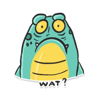 😐 WAT? Cartone animato, Mostro, Cosa, Domanda, Divertente, Fumetto, Carino telegram sticker