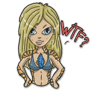 🤨 WTF? cartone animato, donna, espressione, domanda whatsapp sticker