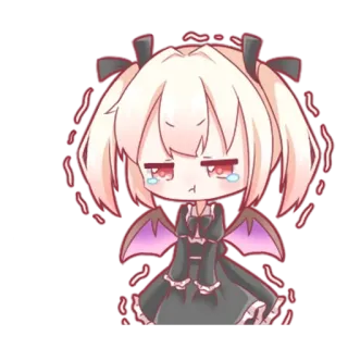 😭 อนิเมะ, การ์ตูน, ร้องไห้, เศร้า, ปีกค้างคาว, น่ารัก telegram sticker