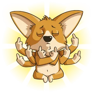 🙏 chien, corgi, doigt d'honneur, offensant, geste telegram sticker