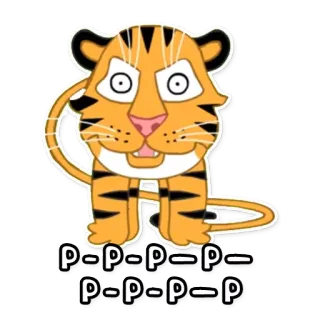 🐯 P-P-P-P-P-P-P-P-P-P เสือ, การ์ตูน, สัตว์, ลาย, สีส้ม telegram sticker