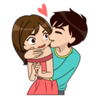 😗 カップル, 愛, ロマンス, キス, 漫画, 愛情, ハート telegram sticker
