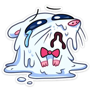 😭 kartun, menangis, meleleh, sedih, kucing, hewan, stiker whatsapp sticker