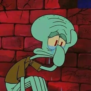 ⚓️ Squidward Tentacles Spongebob Squarepants triste, pleurer, Carlo Tentacule, Nickelodeon, dessin animé telegram sticker
