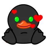 🥰 Ente, Cartoon, süß, Tier, Herzen, grüne Augen, kawaii, Aufkleber whatsapp sticker