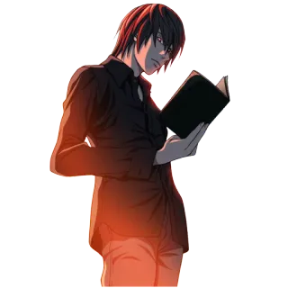 😕 Light Yagami Death Note Anime, Manga, Death Note, Light Yagami, Personaggio, Libro, Serio, Oscuro telegram sticker