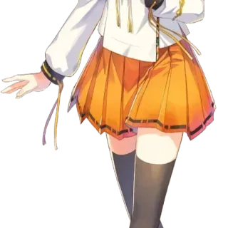 😗 สาวอนิเมะ, กระโปรงสีส้ม, การ์ตูน, ยูทูปเบอร์เสมือนจริง, Vtuber, น่ารัก, อนิเมะ telegram sticker