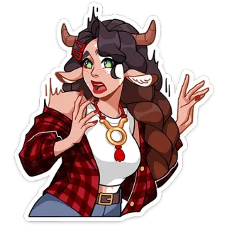 ⭐ мультфильм, минотавр, телец, женщина, девушка, персонаж telegram sticker