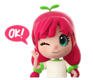 😉 OK! ok, fille, clin d'oeil, mignon, d'accord, approuver whatsapp sticker
