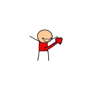 ❤ cartoon, stick figure, love, heart, simple, red, happy telegram sticker